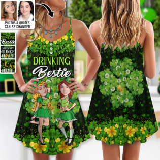 St Patrick's Day Lucky Besties Friends Custom Photo - V-neck Sleeveless Cami Dress - Personalized Photo Gifts - Owl Ohh