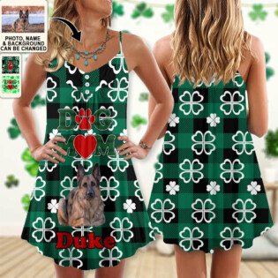 St Patrick's Day Dog Mom Love Heart Custom Photo Pesonalized - V-neck Sleeveless Cami Dress - Personalized Photo Gifts - Owl Ohh