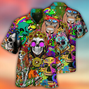 Hippie Skull Colorful Cool Style - Hawaiian Shirt - Owl Ohh - Owl Ohh
