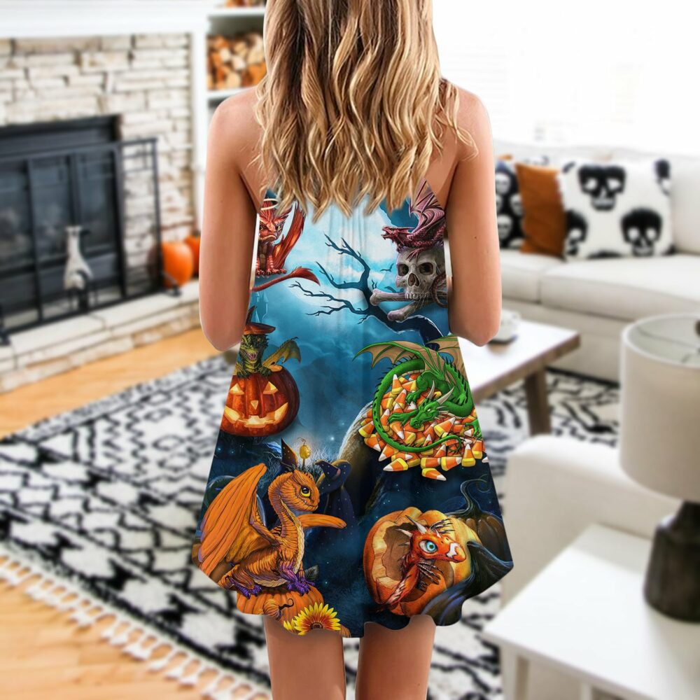 Halloween Pirate Skeleton Scary - V-neck Sleeveless Cami Dress - Owl Ohh - Owl Ohh
