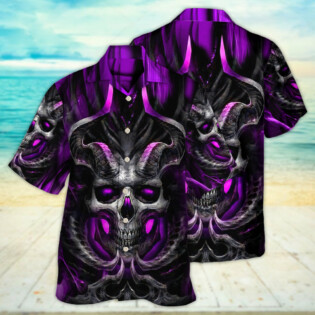 Skull Dark Purple Fire Lighting - Hawaiian Shirt - Owl Ohh - Owl Ohh