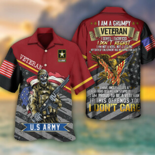 Veteran U.S Army I Am A Grumpy Veteran - Hawaiian Shirt - Owl Ohh - Owl Ohh