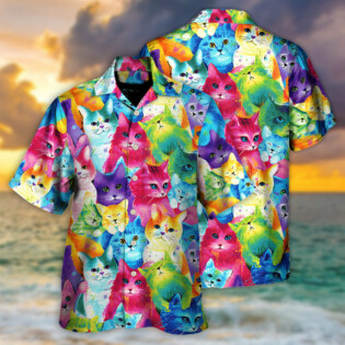 Cat Colorful Little Cute Kitten Happy Life - Hawaiian Shirt - Owl Ohh - Owl Ohh