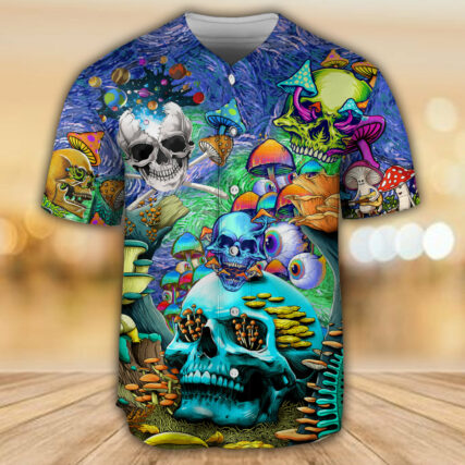 Skull Mushroom - Hippie Die Once Live Forever - Baseball Jersey - Owl Ohh - Owl Ohh