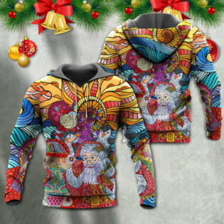 Christmas Santa Colorful Geometry - Hoodie - Owl Ohh - Owl Ohh