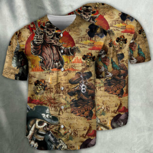 Pirate Cowboy Skull Love Life Vintage - Baseball Jersey - Owl Ohh