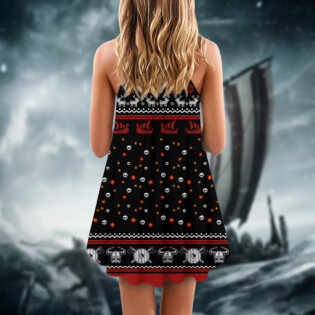 Viking Valhalla White And Red - V-neck Sleeveless Cami Dress - Owl Ohh - Owl Ohh