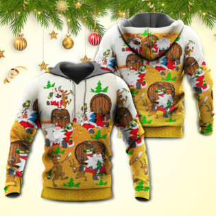 Christmas Santa Claus Drunk Beer Funny Happy Xmas - Hoodie - Owl Ohh - Owl Ohh