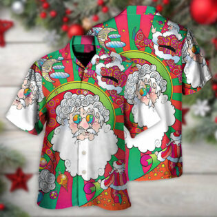Christmas Santa Claus Psychedelic Colorful - Hawaiian Shirt - Owl Ohh for men and women, kids - Owl Ohh