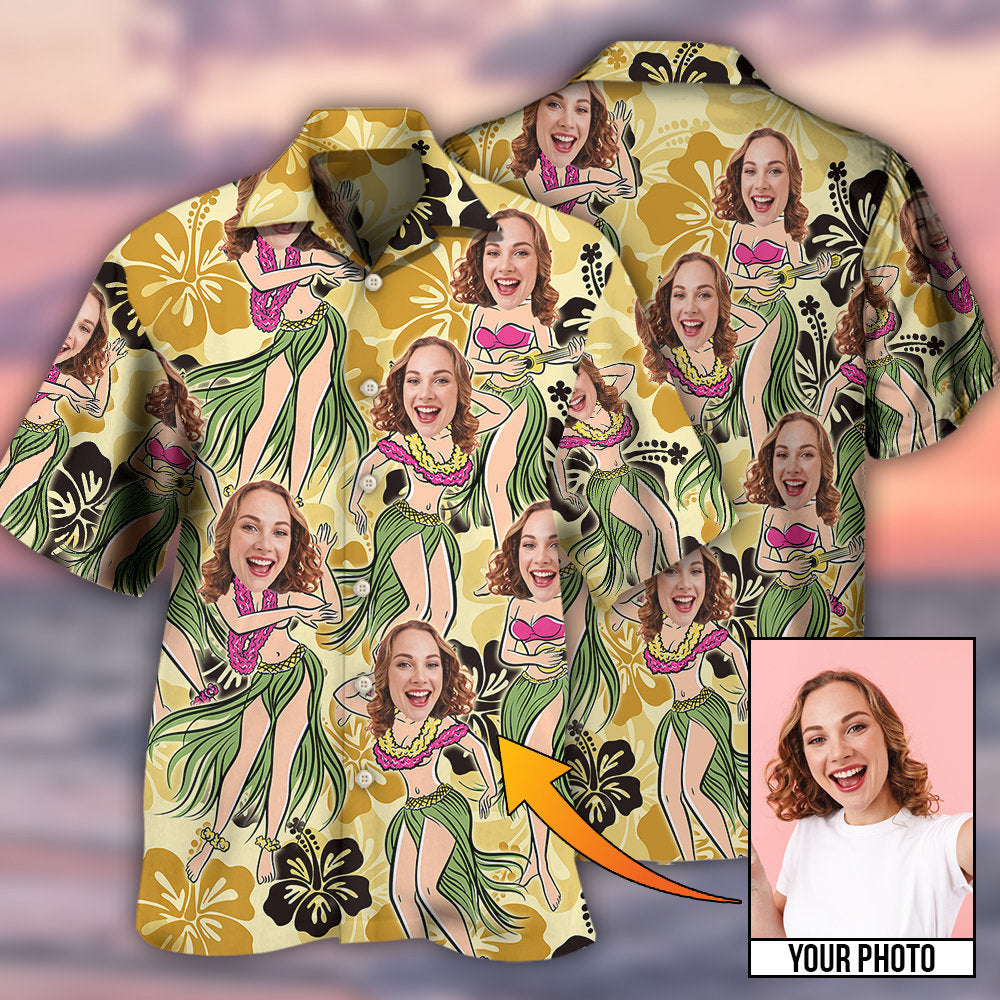 Woman Face Custom Photo Aloha Tropical - Hawaiian Shirt - Owl Ohh - Owl Ohh