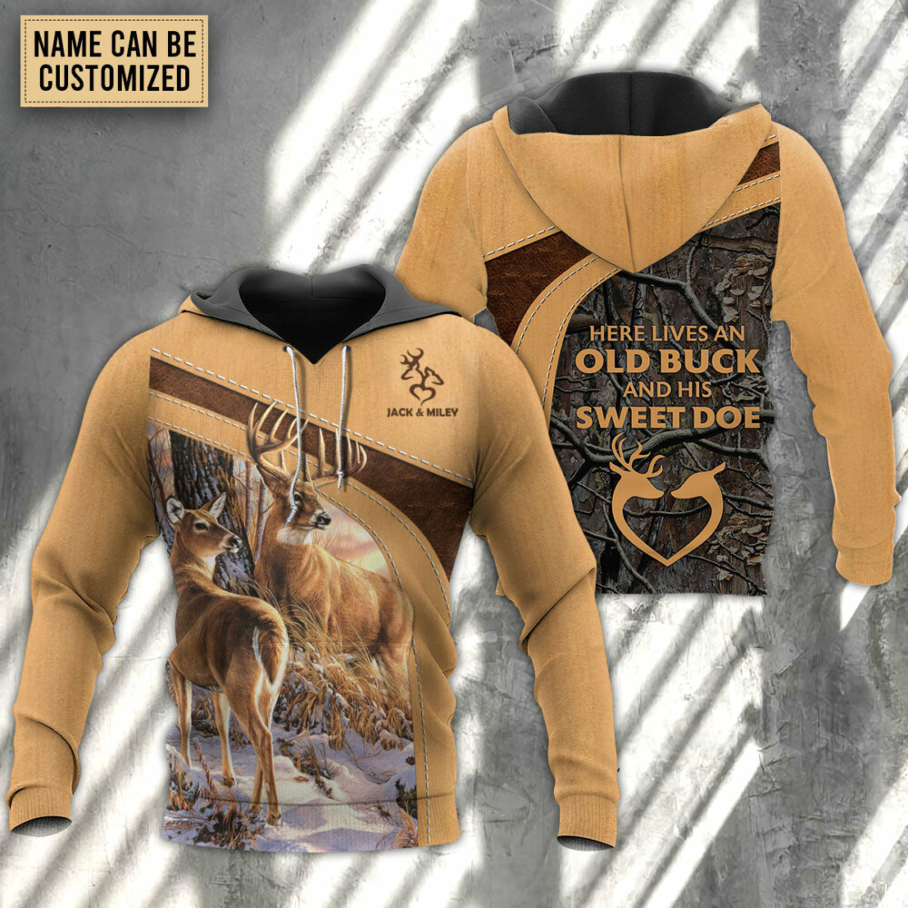 Deer Here Lives An Old Buck And His Sweet Doe Personalized - Hoodie - Owl Ohh - Owl Ohh