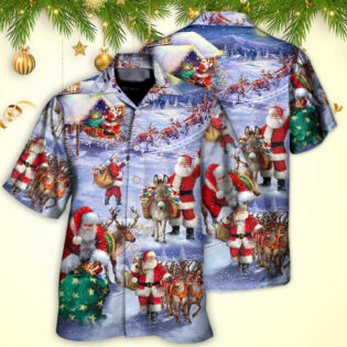 Christmas Santa Claus Story Night Gift For Xmas Painting Style - Hawaiian Shirt - Owl Ohh - Owl Ohh