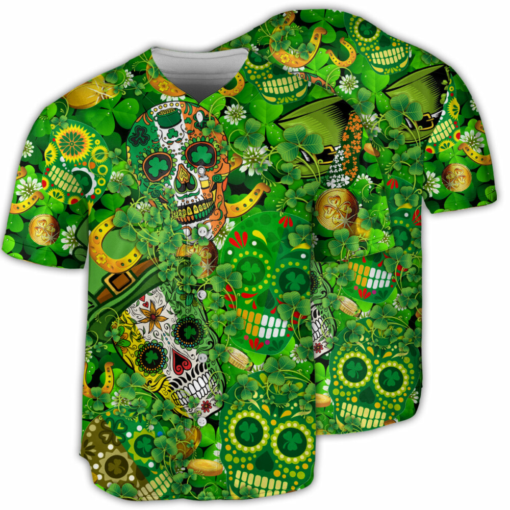 Irish Skull Irish Love Skull Happy And Gold - Baseball Jersey - Owl Ohh - Owl Ohh