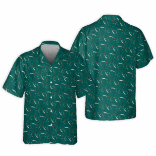 DnD Sapphire Blue Sword Pattern - Hawaiian Shirt - Owl Ohh - Owl Ohh