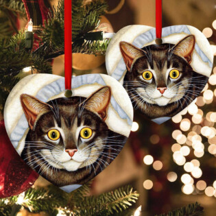 Cat Cute Tabby Art Style - Heart Ornament - Owl Ohh - Owl Ohh