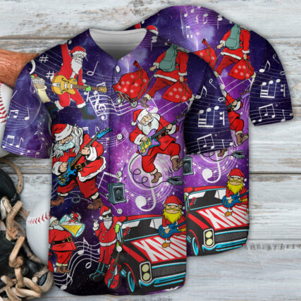 Guitar Santa With Guitar Be The Music Of Yourself - Baseball Jersey - Owl Ohh - Owl Ohh