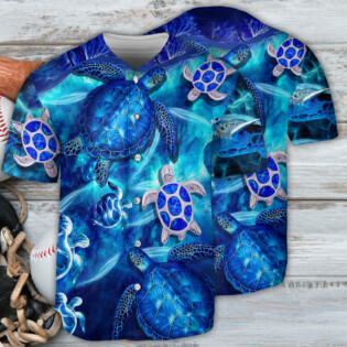 Turtle Go With The Flow In Ocean - Baseball Jersey - Owl Ohh - Owl Ohh