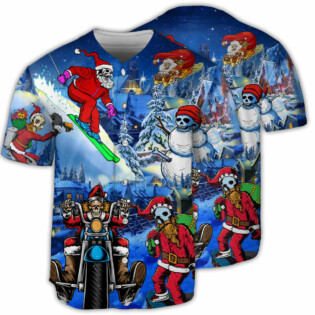 Skull Merry Chrismas - Baseball Jersey - Owl Ohh - Owl Ohh