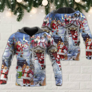 Santa And Snowman Happy Holiday Christmas - Hoodie - Owl Ohh - Owl Ohh