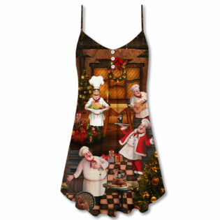 Christmas Food And Chef - V-neck Sleeveless Cami Dress - Owl Ohh - Owl Ohh