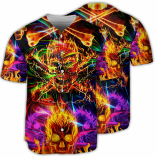 Skull Fire Angry - Baseball Jersey - Owl Ohh - Owl Ohh