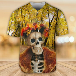 Skull Amazing Skeletonin Autumn - Baseball Jersey - Owl Ohh - Owl Ohh