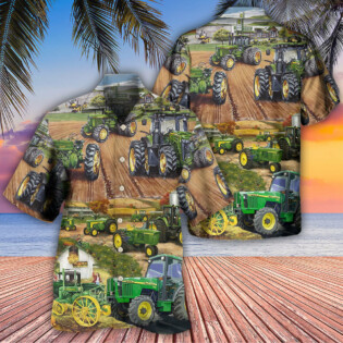 Tractor Green Tractor Working Farm - Hawaiian Shirt - Owl Ohh - Owl Ohh