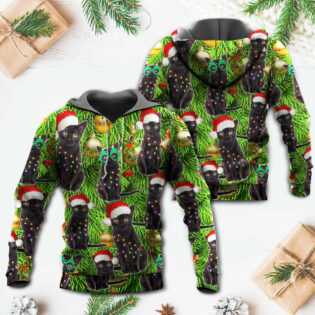 Black Cat Christmas Merry Xmas - Hoodie - Owl Ohh - Owl Ohh