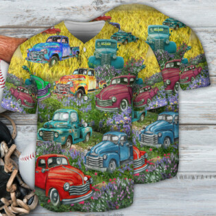 Truck Car Pickup Trucks This Is How I Roll In Flower Field - Baseball Jersey - Owl Ohh - Owl Ohh