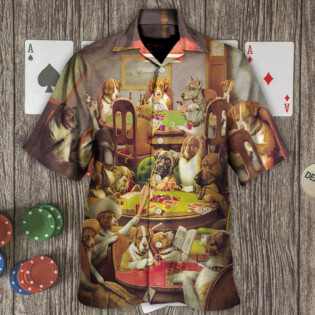Gambling Dog Playing Poker - Hawaiian Shirt - Owl Ohh for men and women, kids - Owl Ohh