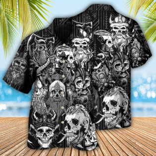 Viking Beard Warrior Skull With Crossed Axes - Hawaiian Shirt - Owl Ohh - Owl Ohh