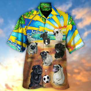 Soccer Beach Sports Pug Dog Beach - Hawaiian Shirt - Owl Ohh - Owl Ohh