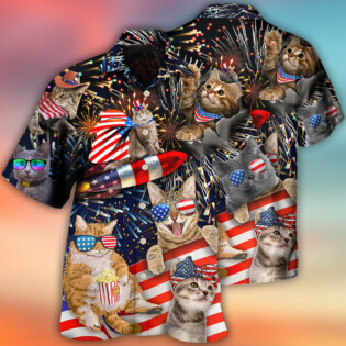 Cat Independence Day Happy Firework - Hawaiian Shirt - Owl Ohh - Owl Ohh