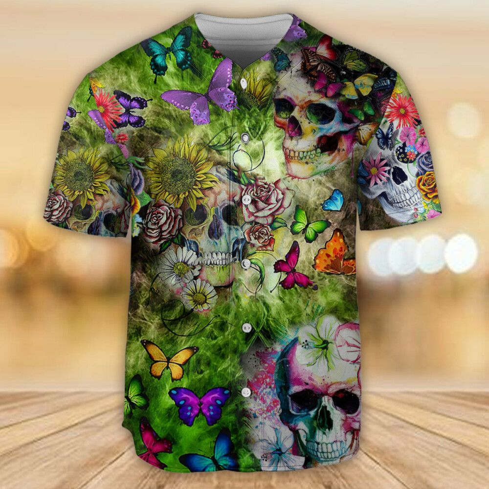 Skull Love Butterfly - Baseball Jersey - Owl Ohh - Owl Ohh
