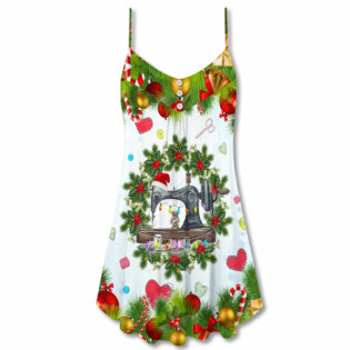 Christmas Sewing Machine My Sewing Space Is My Happy Place - V-neck Sleeveless Cami Dress - Owl Ohh - Owl Ohh