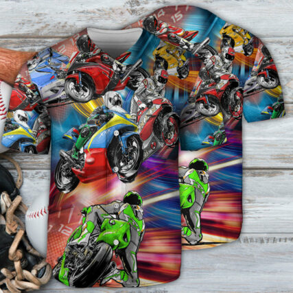 Motorcycle Racing Lover Art - Baseball Jersey - Owl Ohh - Owl Ohh