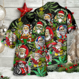 Christmas Weed Smoking Santa Hippie - Hawaiian Shirt - Owl Ohh for men and women, kids - Owl Ohh