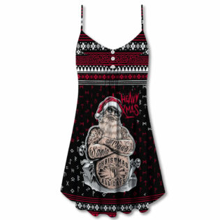 Christmas Tattoo Santa Funny Merry Xmas- V-neck Sleeveless Cami Dress - Owl Ohh - Owl Ohh