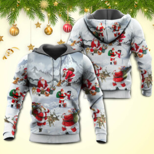 Christmas Santa Claus In The Snow Mountain Art Style - Hoodie - Owl Ohh - Owl Ohh