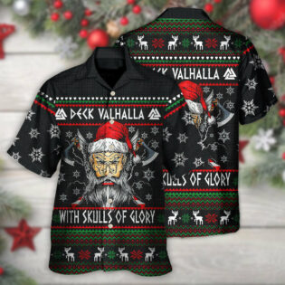Christmas Deck Valhalla With Skull Of Glory - Hawaiian Shirt - Owl Ohh - Owl Ohh