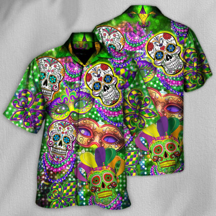 Skull Mardi Gras - Hawaiian Shirt - Owl Ohh - Owl Ohh
