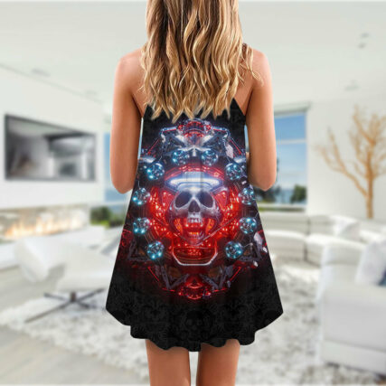 Skull Electric Dream Or Die - V-neck Sleeveless Cami Dress - Owl Ohh - Owl Ohh