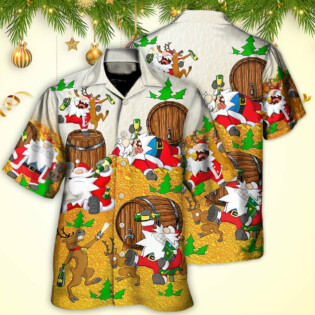 Christmas Santa Claus Drunk Beer Funny Happy Xmas - Hawaiian Shirt - Owl Ohh - Owl Ohh