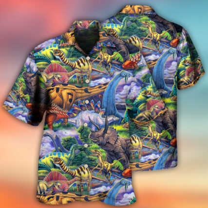 Dinosaur Art Coloful Style - Hawaiian Shirt - Owl Ohh - Owl Ohh