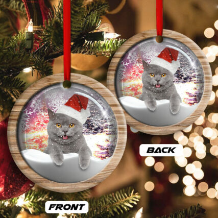Christmas Cat Snowy Day - Circle Ornament - Owl Ohh - Owl Ohh