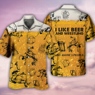 Wrestling And Beer I Like - Hawaiian Shirt - Owl Ohh - Owl Ohh