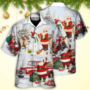 Christmas Santa Claus Gift For Xmas Snow Painting Style - Hawaiian Shirt - Owl Ohh for men and women, kids - Owl Ohh