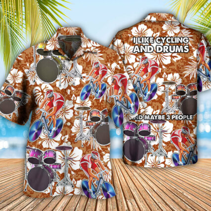 Drum I Like Cycling And Drums - Hawaiian Shirt - Owl Ohh - Owl Ohh