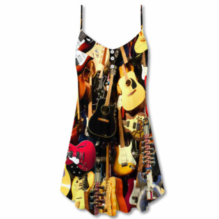 Guitar Music You Can Have - V-neck Sleeveless Cami Dress - Owl Ohh - Owl Ohh