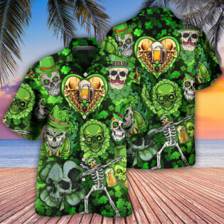 Skull St Patricks Day Art - Hawaiian Shirt - Owl Ohh - Owl Ohh